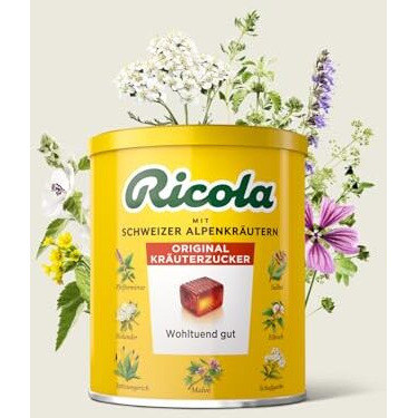 Ricola Suga Free Original Herb Candy | Made With Swiss Alpine Hebs | Ricola Candy | Swiss Herb Lozenges Drops (250G Tin)