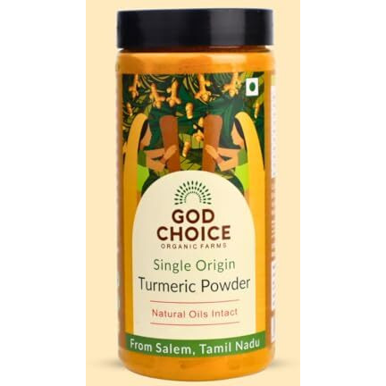 God Choice Organic Farms - Turmeric Powder | Single Origin | No Additives | Iron-Pounded | Unadulterated | Antioxidant & Anti-Inflammatory | Pure Haldi (250G)