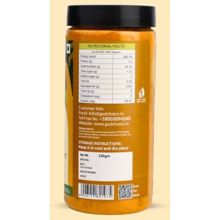 God Choice Organic Farms - Turmeric Powder | Single Origin | No Additives | Iron-Pounded | Unadulterated | Antioxidant & Anti-Inflammatory | Pure Haldi (250G)
