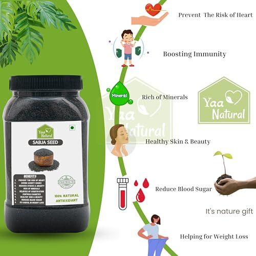 Yaa Natural Raw Sabja Seeds | Basil Seeds | Tukmaria Seeds For Weight Loss (Reduces Body Heat) 100% Natural Quality Edible Seeds (400G(Pack Of 2)