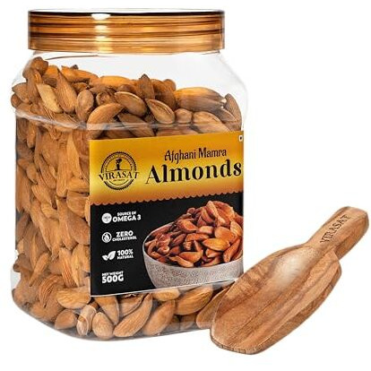 Afghani Mamra Almonds - Almond 500 Gm | Rich In Oil, Mamra Badam Distinctive Crunch, Intense Flavor, High Nutrients | Organic & Natural Afghani Mamra Badam Dry Fruits