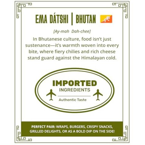 Eat Atlas Ema Datshi | Cheesy Spicy Dip | Authentic Flavour Of Bhutan | 100% Cheese, No Mayo | Guilt-Free, Ready-To-Eat (200Gm)