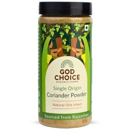 God Choice Organic Farms - Coriander Powder 200G | Single Origin | No Additives | Iron-Pounded | Unadulterated | Strong Aroma | Dhaniya Powder