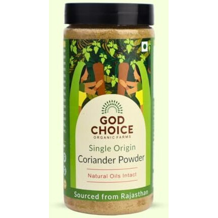 God Choice Organic Farms - Coriander Powder 200G | Single Origin | No Additives | Iron-Pounded | Unadulterated | Strong Aroma | Dhaniya Powder