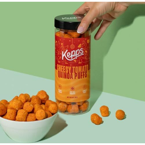 Kepps Cheesy Tomato Quinoa Puff Snack, Gluten Free, Rich In Fiber And Protein, Never Fried, Low Calorie, Delicious Munchies, For All Age (90 Gm)