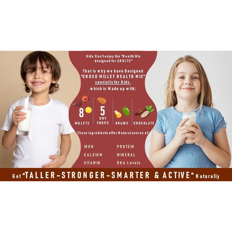 Healthy Panda Choco Millet Nutrition Drink For Kids 400G | No Added Sugar | 8 Millets & 5 Dry Fruits | Supports Overall Growth | 100% Fresh & Natural | Healthy Chocolate Drink For Children