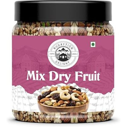 Nudrytion Delight Premium Mix Dry Fruits | Cashews, California Almonds, Raisins Black And Yellow, Black Dates & Many More | Nutritious & Healthy Snack | 100% Natural | Dry Fruits 200Gm