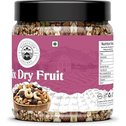 Nudrytion Delight Premium Mix Dry Fruits | Cashews, California Almonds, Raisins Black And Yellow, Black Dates & Many More | Nutritious & Healthy Snack | 100% Natural | Dry Fruits 250Gm
