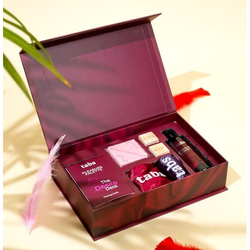 Tabs Pleasure Kit I Best Honeymoon Gift Box For Couples I Dark Chocolate For Uplifting Mood | First Night Kit | Romantic Gift For Boyfriend & Girlfriend (Pleasure Kit)