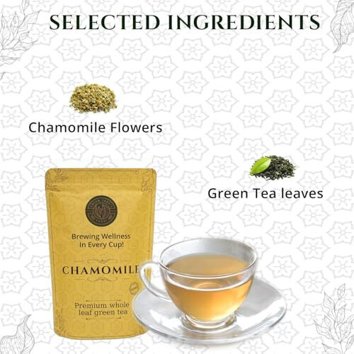Green Tara's Aurai Chamomile Green Tea | Certified Organic 100Gm (3.52 Oz) | Whole Leaf Blend | Chamomile Flowers Infusion | No Preservatives | Resealable Zipper Pack