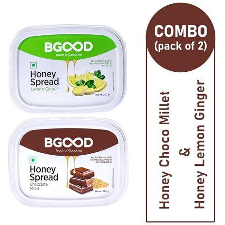 Bgood Honey Spread Chocolate Millet & Lemon Ginger For Kids | Combo Pack (2 X 250G) | No Added Sugar, No Preservatives, Gluten Free | Rich In Protein