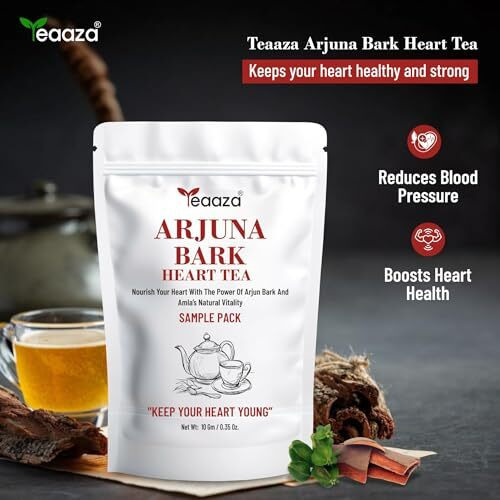 Teaaza Arjuna Tea For Heart Health, Bp Control, Controls High Blood Pressure | Promotes Heart Health | Helps Maintain Cholesterol-10 Grams Loose Leaves, Arjun Ki Chaal Tea