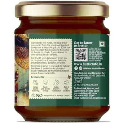 Nutricrate Sundarban Honey | 100% Pure & Organic Raw Honey From Sundarbans | No Sugar Or Adulteration | Unprocessed Natural Honey For Healthy Lifestyle | 250G Pack Of 1