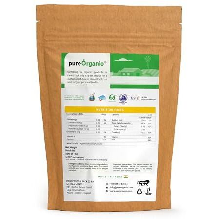 Pure Organio Organic Lakadong Turmeric Powder- 7 To 10% High Curcumin Certified 250G Npop India Organic Certified Spices (250 Gm)