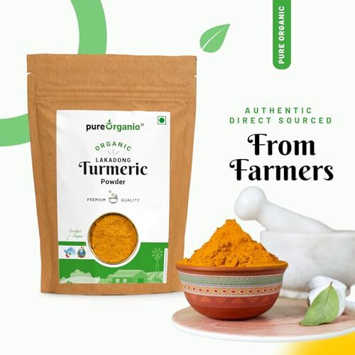 Pure Organio Organic Lakadong Turmeric Powder- 7 To 10% High Curcumin Certified 250G Npop India Organic Certified Spices (250 Gm)