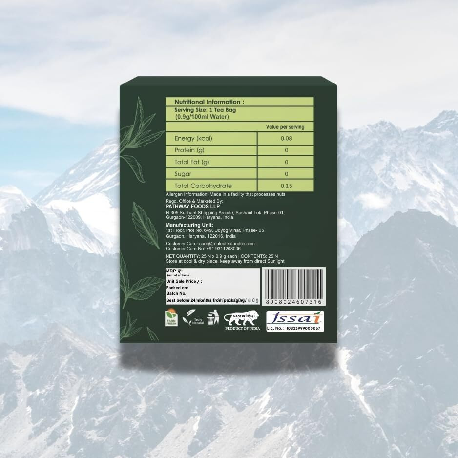 Tea Leaf & Co. Himalayan Green Tea Refreshing Mountain Fresh Flavour Immunity Boost Made In India Total 50 Tea Bags Pack Of 2