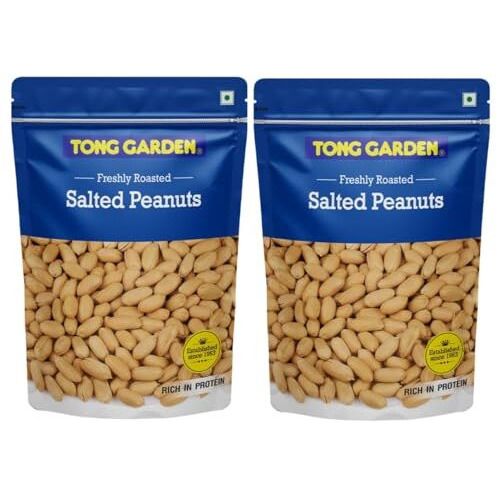 Tong Garden Imported 370Gm Salted Peanuts | Roasted, Not Fried | Low Cholesterol | Supports Weight Loss | Helps Prevent Oxidative Stress | Healthy & Crunchy Snack (Pack Of 2)
