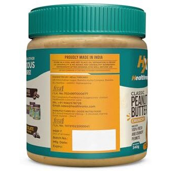 Healthronix Classic Crunchy Peanut Butter 340G | 26G Protein To Boost Energy | Tasty & Healthy Nut Butter Spread | Vegan | Cholesterol Free, Gluten Free | Zero Trans Fat | Creamy Peanut Butter