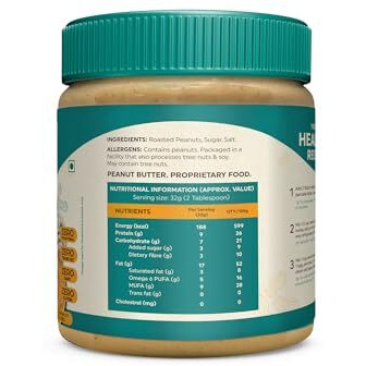 Healthronix Classic Crunchy Peanut Butter 340G | 26G Protein To Boost Energy | Tasty & Healthy Nut Butter Spread | Vegan | Cholesterol Free, Gluten Free | Zero Trans Fat | Creamy Peanut Butter