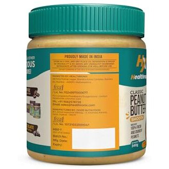 Healthronix Classic Smooth Peanut Butter 340G | 26G Protein To Boost Energy | Tasty & Healthy Nut Butter Spread | Vegan | Cholesterol Free, Gluten Free | Zero Trans Fat | Creamy Peanut Butter