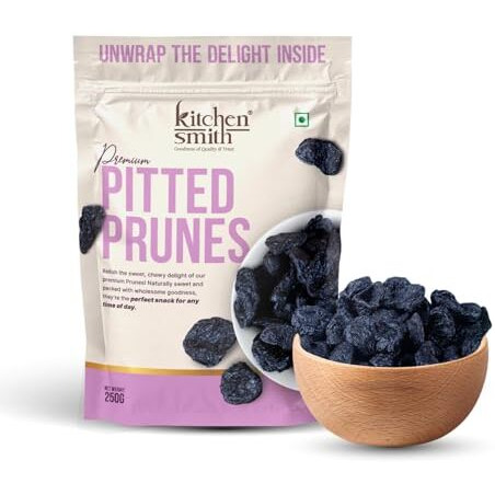Kitchensmith Pitted Prunes 250 Gm | Rich In Potassium | High In Vitamins And Fiber | No Added Sugar | Moist & Delicious | Dry Fruit (Air Tight Pouch)
