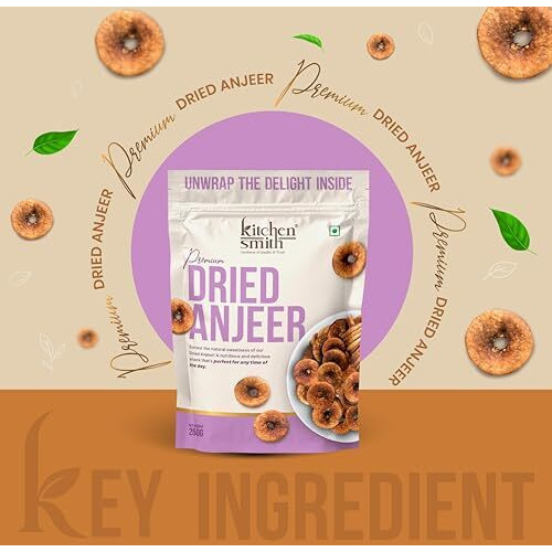 Kitchensmith Premium Afghani Anjeer Dry Fruit | 250Gm | Natural Anjeer, Figs & Dried Fig  Rich In Vitamins, Fiber, Calcium & Iron Ideal For Healthy Snacking, Dieting & Breakfast, Non-Gmo, Low Fat (Air Tight Pouch)