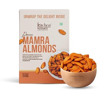 Kitchensmith Mamra Almonds 250 Gm | High In Antioxidant | Naturally Sweet And Tasty | Energy Booster | Dry Fruits