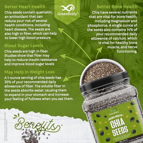 Greenfinity Chia Seeds 750G | Omega-3 Clean Chia Seeds For Eating | Healthy Snacks |