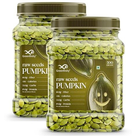 Greenfinity Raw Pumpkin Seeds  1Kg (2 X 500G) | Premium Nutrient-Rich Snack, Crafted For Wellness & Vitality