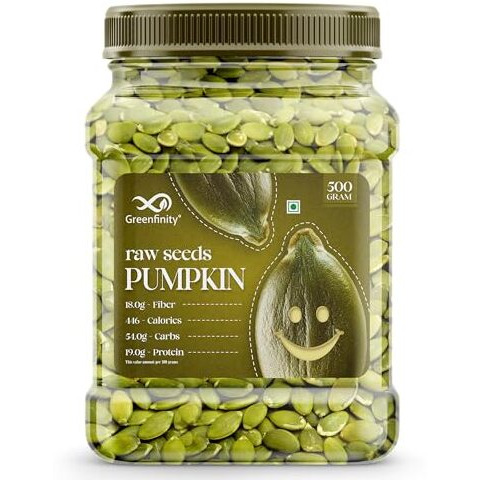 Greenfinity Raw Pumpkin Seeds  500G | Premium Nutrient-Rich Snack, Crafted For Wellness & Vitality