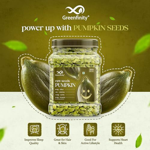 Greenfinity Raw Pumpkin Seeds  500G | Premium Nutrient-Rich Snack, Crafted For Wellness & Vitality