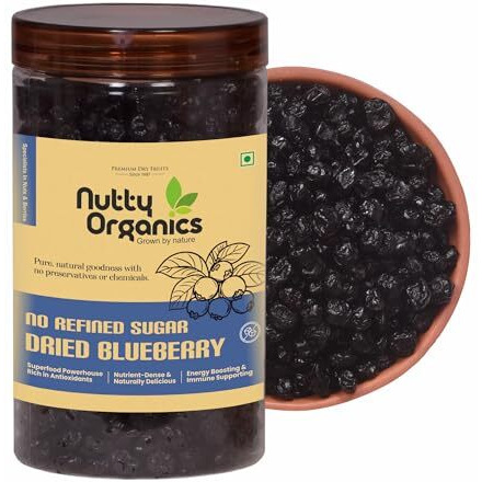 Nutty Organics No Refined Sugar Dried Blueberry, 500Gram, No Additives, 100% Pure & Healthy Snack For All Age (Dried Fruit)