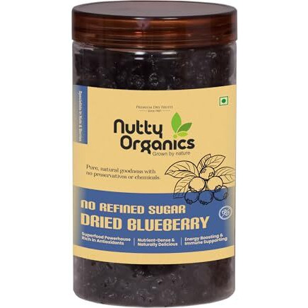 Nutty Organics No Refined Sugar Dried Blueberry, 500Gram, No Additives, 100% Pure & Healthy Snack For All Age (Dried Fruit)