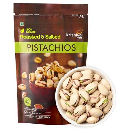 Krishival Nuts Premium Roasted & Salted Pistachios 300 Grams (3 Packs Of 100 Gram Each) | Pista Dry Fruit | Tasty & Healthy | High In Protein & Dietary Fiber | Gluten Free & Low Calorie Nuts