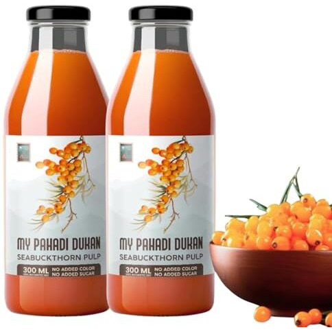 My Pahadi Dukan Himalayan Sea Buckthorn Pulp Concentrate 600Ml | Omega 3, 6, 7, 9 & Vitamin C Rich | Boosts Immunity & Antioxidant | No Added Sugar | Supports Skin & Heart Health