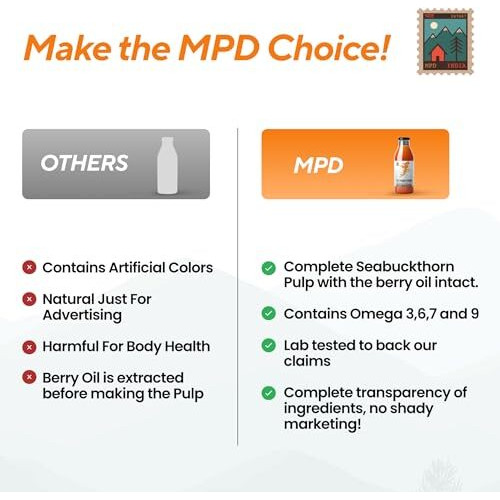 My Pahadi Dukan Himalayan Sea Buckthorn Pulp Concentrate 600Ml | Omega 3, 6, 7, 9 & Vitamin C Rich | Boosts Immunity & Antioxidant | No Added Sugar | Supports Skin & Heart Health