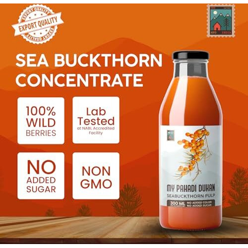 My Pahadi Dukan (Mpd) Himalayan Sea Buckthorn Pulp Concentrate 1200Ml |Omega 3, 6, 7, 9 & Vitamin C Rich |Boosts Immunity & Antioxidant | No Added Sugar| Supports Skin & Heart Health