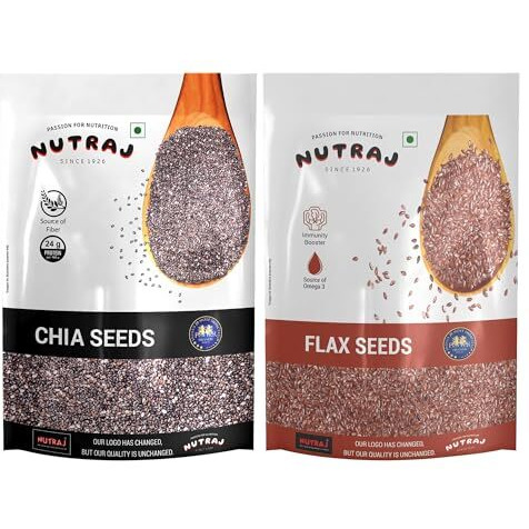 Nutraj Seeds Combo Pack 400Gm - Flax Seeds & Chia Seeds (Each 200G) - Seeds For Eating | Seed Cycling | Seed Cycling Seeds Combo