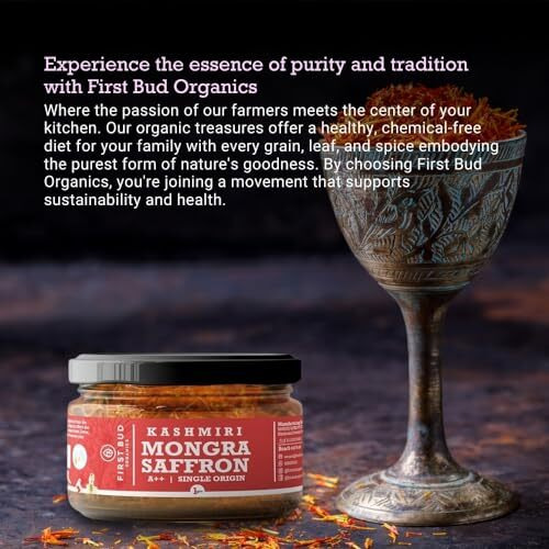 First Bud Organics Premium Kashmiri Mogra Saffron - 2 Grams | 100% Pure Saffron, Handpicked, Grade A++, High Potency | Perfect For Cooking, Baking, And Medicinal Use