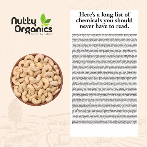 Nutty Organics Whole Cashew Nuts 250 Gm | Hand Selected Jumbo | Nutritious & Delicious Nuts | Natural & Crunchy | Healthy Dry Fruit Snack