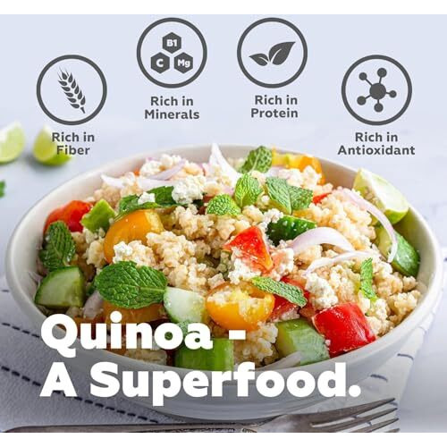 Yogabar Whole Quinoa 1Kg Pouch - Gluten Free Quinoa Grain - Diet Food For Weight Loss Management - Helps Manage Sugar Levels - Low Gi For Sustained Energy