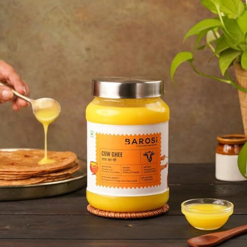 Barosi Premium Cow Ghee 3 Litre Family Saver Pack | Danedar Desi Ghee | Churned From Curd With Bilona Method | Pure & Aromatic | Farm Made In Small Batches