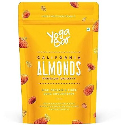 Yogabar Premium California Almonds 1Kg|Badaam|100% Natural Crunchy Badam Giri|Nuts & Dry Fruits|Rich In Protein, Fibre, Vitamin E, Magnesium & Calcium|Healthy Snacks|(500 Gm X Pack 2)