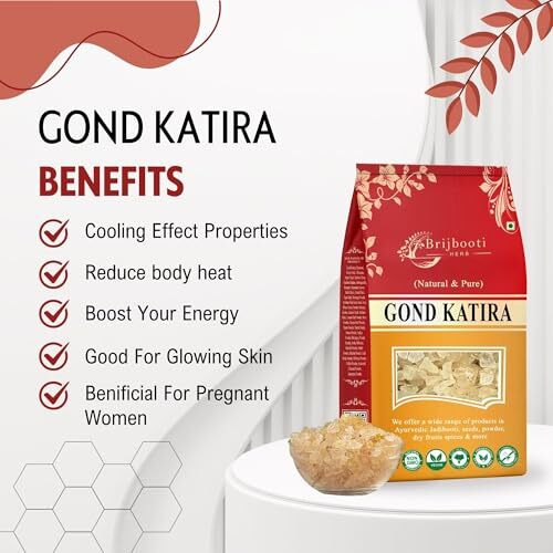 Brijbooti Gond Katira Pure Organic Edible Gum-(800 Gr) | A Grade | Tragacanth Gum Crystals | Kathila Gum | High Cooling Properties | 100% Natural | Astragalus Gummifer | Fssai, Gmp, Iso Certified