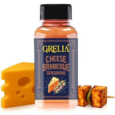 Grella Cheese Barbeque Seasoning Powder | 125 Gms | Cheese Powder For Popcorn, Tacos, Pasta, Fries, Dips And Other Snacks | Barbeque Cheddar Cheese Powder