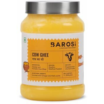 Barosi Premium Cow Ghee 1000 Ml | 100% Pure | Danedar Texture | Rich In Good Fats And Antioxidants | Easy To Digest