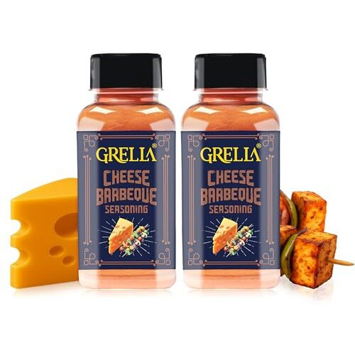 Grella Barbeque Cheese Seasoning Powder 125 Gms X 2 | For Popcorn, Tacos, Pasta, Fries, Dips, And Other Snacks | Barbeque Cheddar Cheese Powder