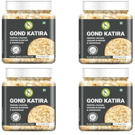 Naturevit Pure Gond Katira, 1 Kg | Organic Edible Almond Gum Badam Pisin | With Excellent Cooling Properties | Herbal Superfood | Tragacanth Gum | Katora Crystals | Badam Gondh For Summer | White Almonds Goond | Gaund