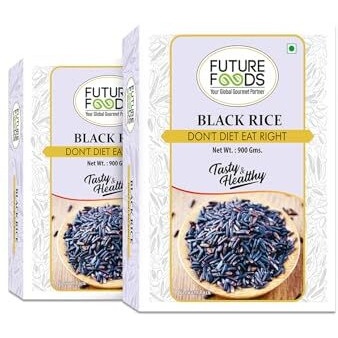 Future Foods Black Rice |Protein Rich|Rich In Antioxidants|All Natural|Aromatic & Unpolished|Natural Detoxifier & Fiber Source|Prevents The Risk Of Diabetes & Obesity (Pack Of 2), 900 Gram