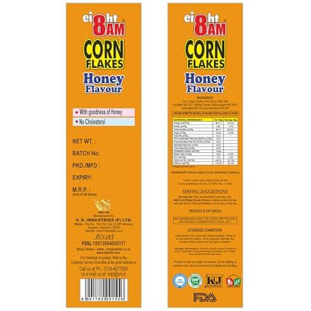 800 Am Corn Flakes Honey 300 Gram (Pack Of 3), Golden Corns & Honey, No Cholesterol, Trans Fat, Artificial Additives, Iron & Calcium, Crunchy & Nutritious Whole Grain Breakfast Cereal
